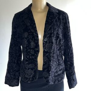 Talbots floral velvet blazer black